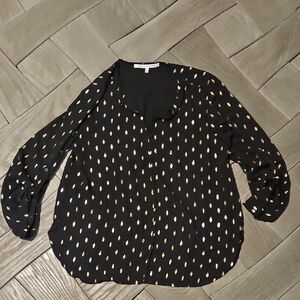 Collective Concepts Black Blouse with Gold Pattern